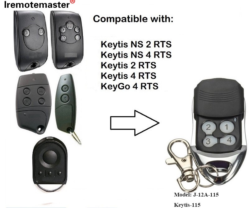 Skirta Keytis NS 2 RTS Keytis NS 4 RTS garažo durų nuotolinio valdymo pultui 433.42MHz