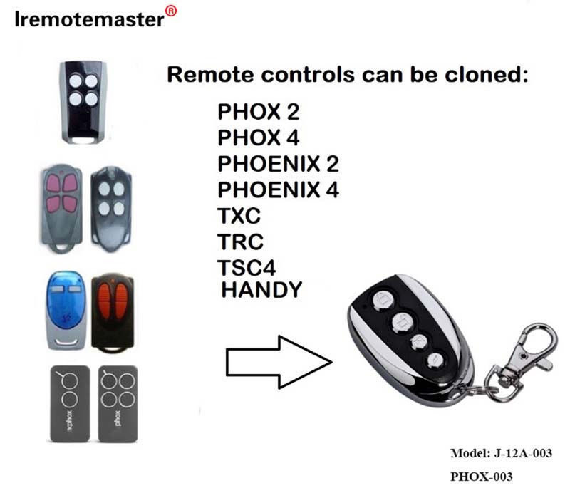 PHOENIX 2 4 TSC2 TSC4 HANDY2 keičiamų garažo vartų nuotolinio valdymo pultui 433.92mhz